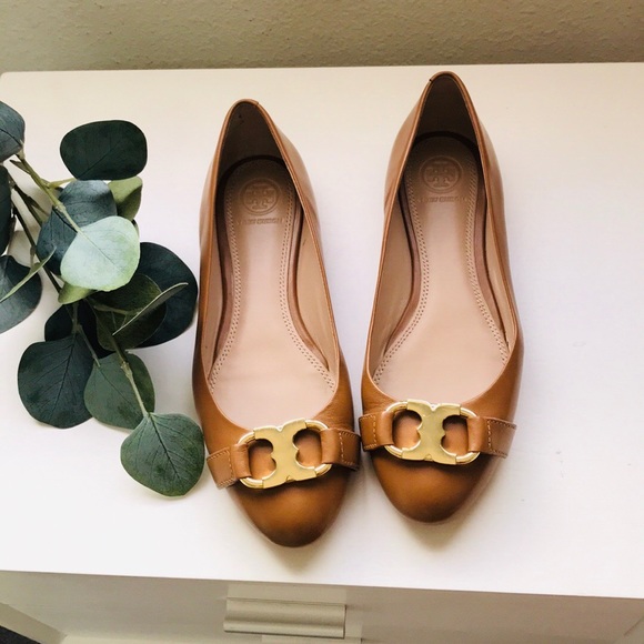 Tory Burch Shoes - Brown Tory Burch Flats With Gold Accent